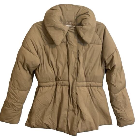 A New Day Tan Puffer Jacket Coat Women's SZ XS Mid Length Matte Warm Soft - Picture 10 of 10